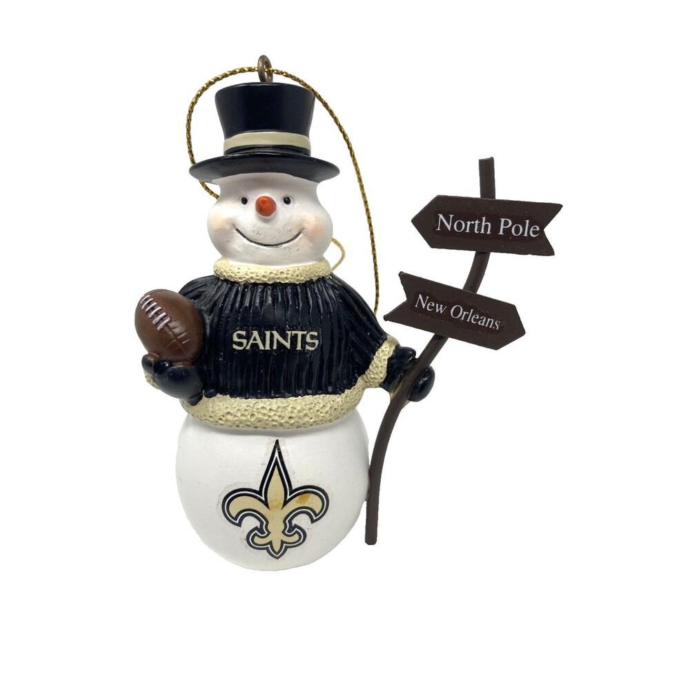 New Orleans Saints Snow Man Christmas Ornament North Pole to New Orleans